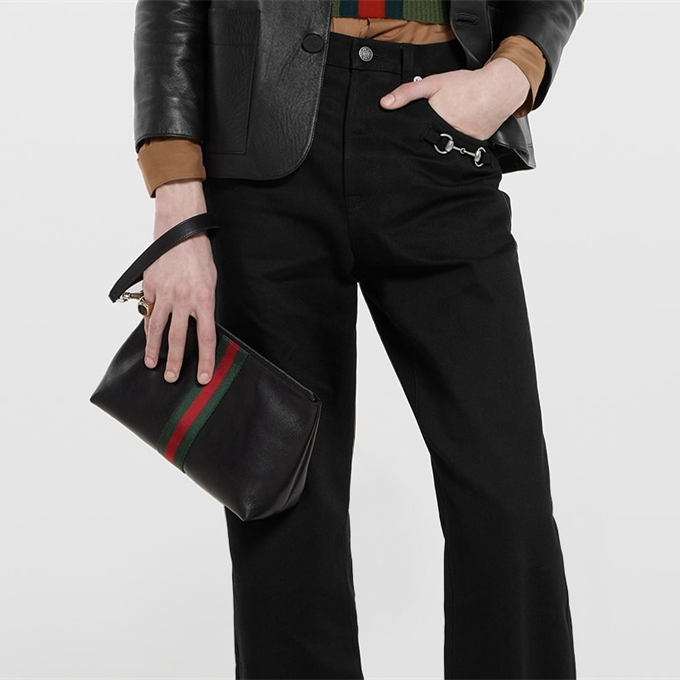 9a+ quality gucci web trademark medium pouch #867275